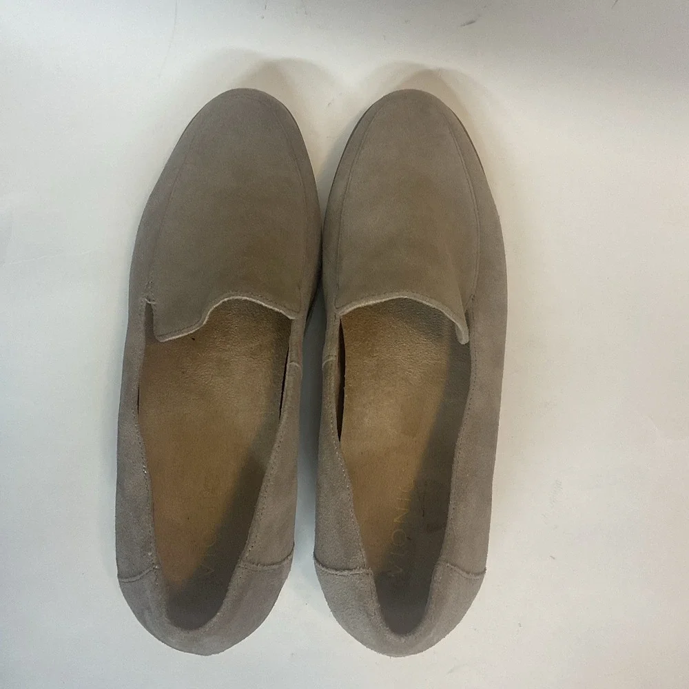 Vionic Women's Kensley Taupe Suede Slip On Loafers Size 9,5 Arch Support Classic
